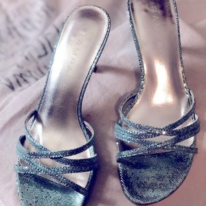 Sky blue sequins sandals